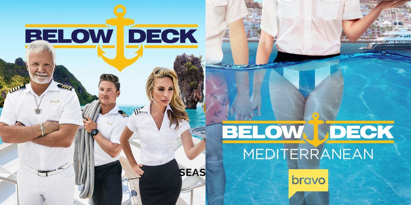 A split image Of Below Deck Med and Below Deck promo pics