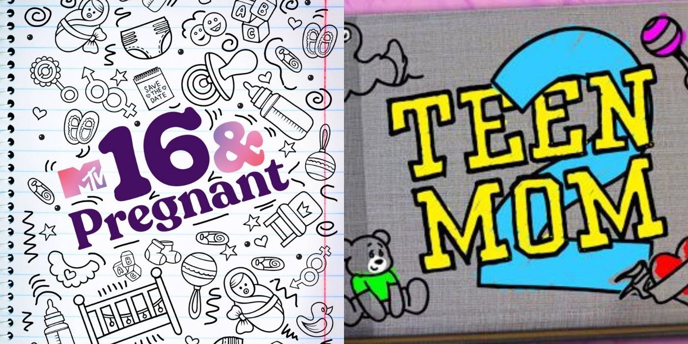 A split image of 16 And Pregnant promo picture and Teen Mom promo picture