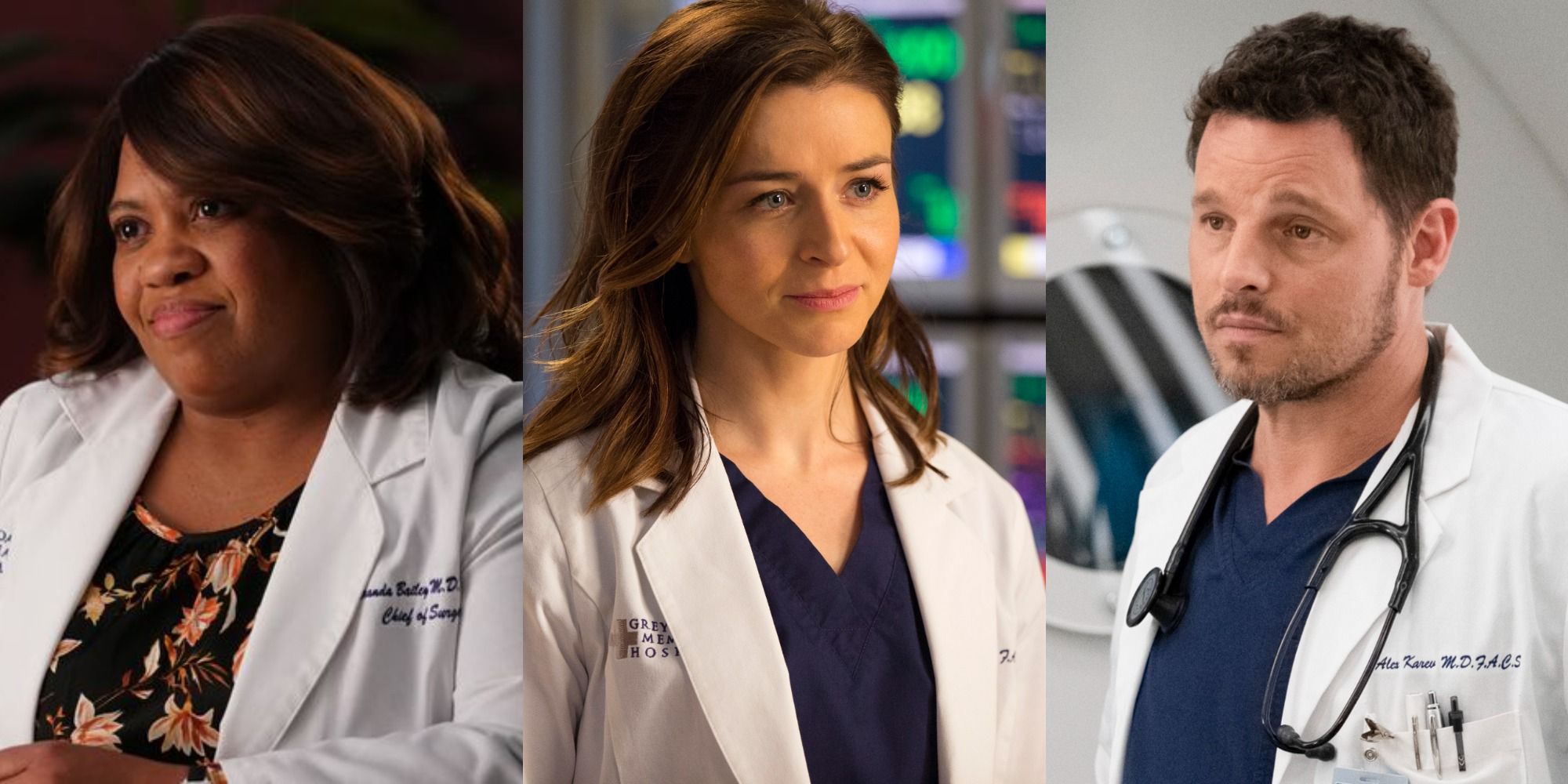 A split image of Bailey, Amelia, and Alex in Grey&rsquo;s Anatomy