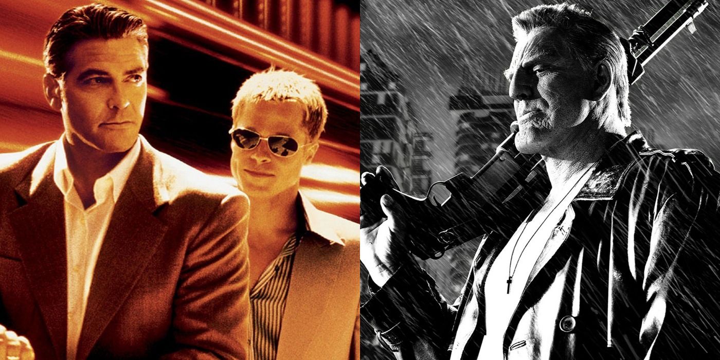 A split screen image of Ocean's Eleven and Sin City.