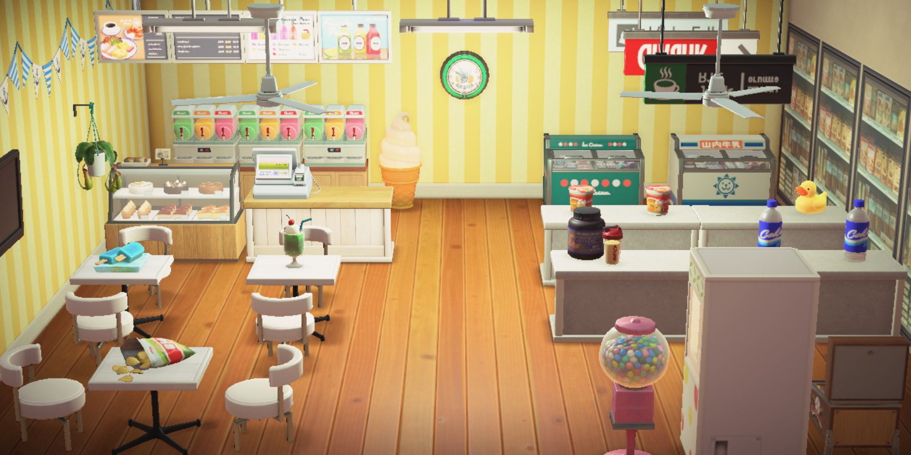 Animal Crossing: New Horizons Happy Home Paradise cafe as a seaside bodega.