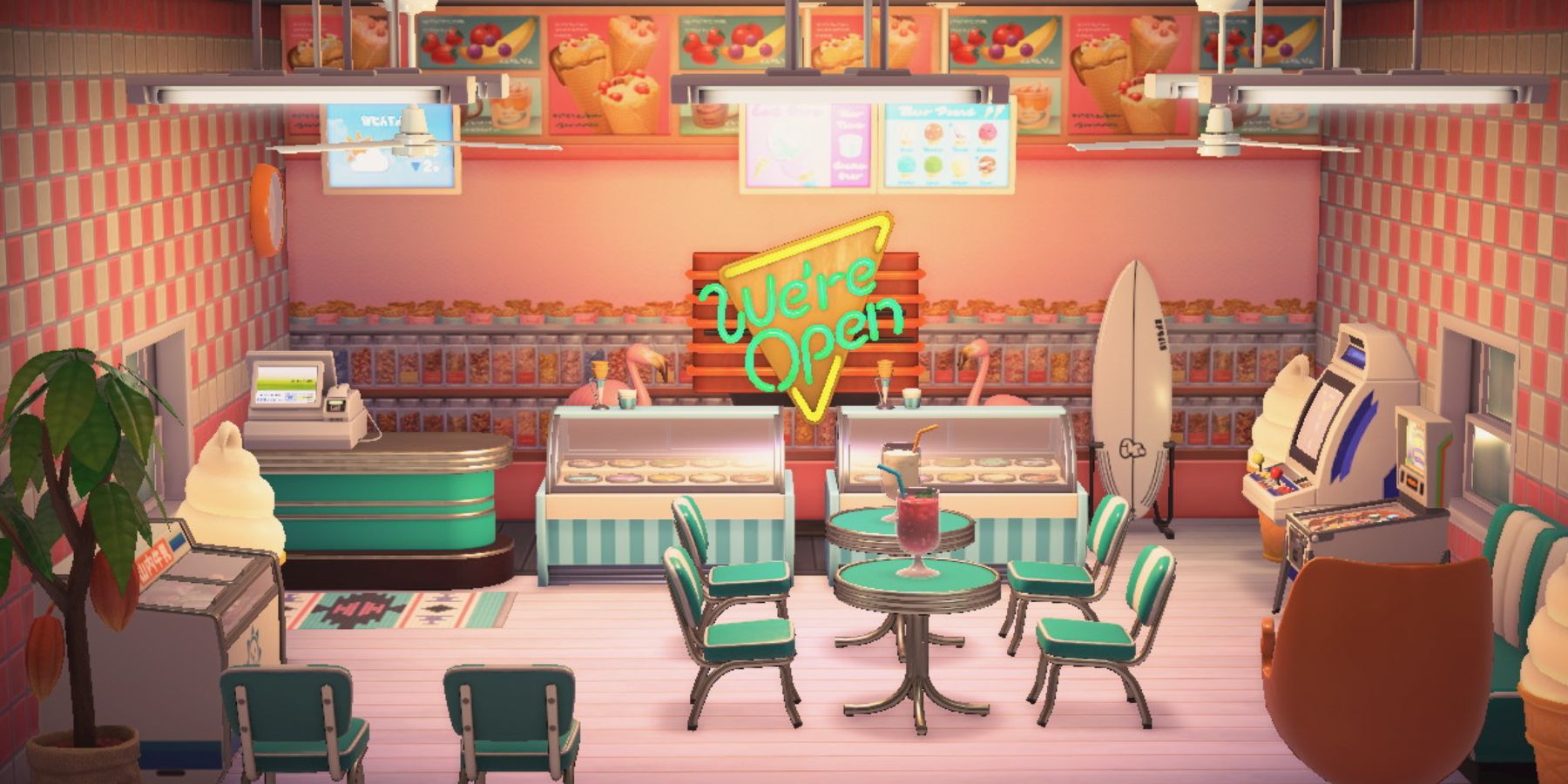 Animal Crossing: New Horizons Happy Home Paradise cafe as an ice cream parlor.