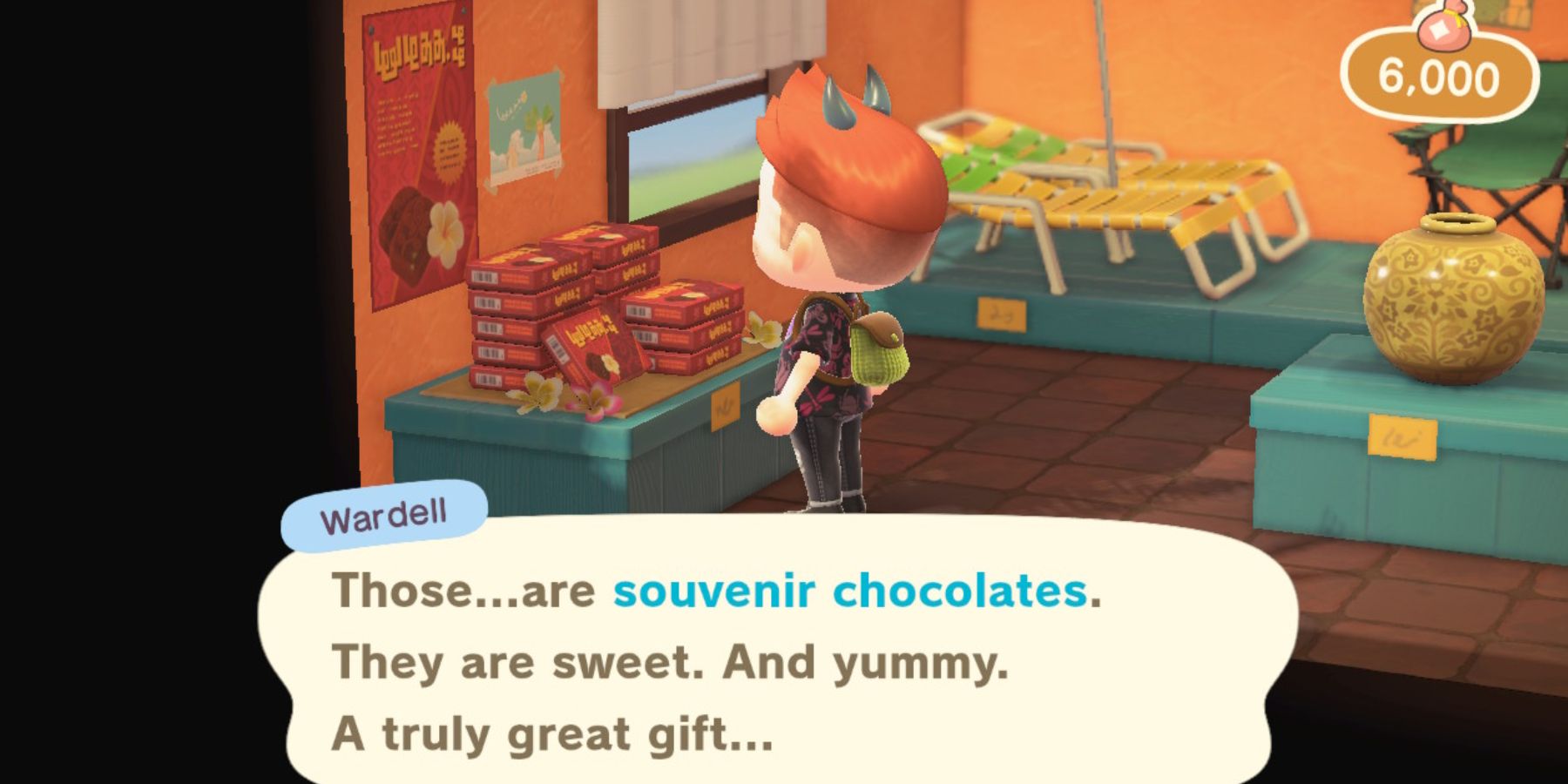 Souvenir chocolates can be brought back for island residents in Animal Crossing: New Horizons Happy Home Paradise DLC.