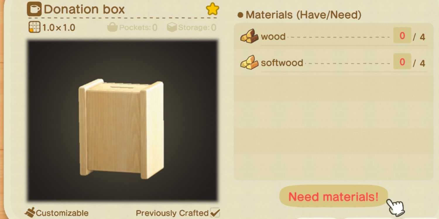 Animal Crossing New Horizons Donation Box DIY recipe from Nook Stop