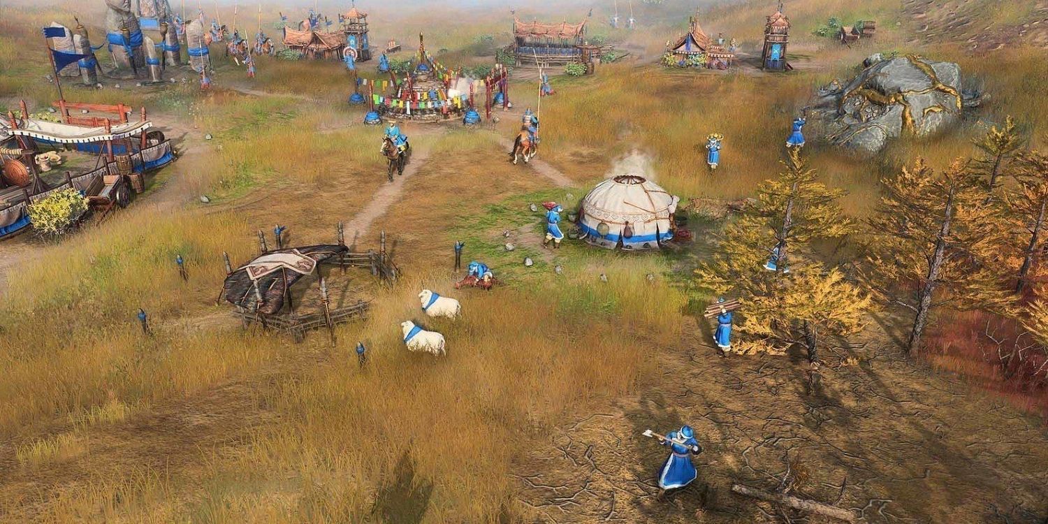 Age of Empires 4 Mongol Villagers Working