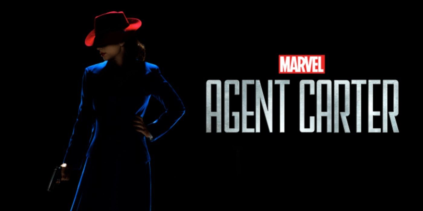 Two side by side images of Agent Carter and the TV series logo.