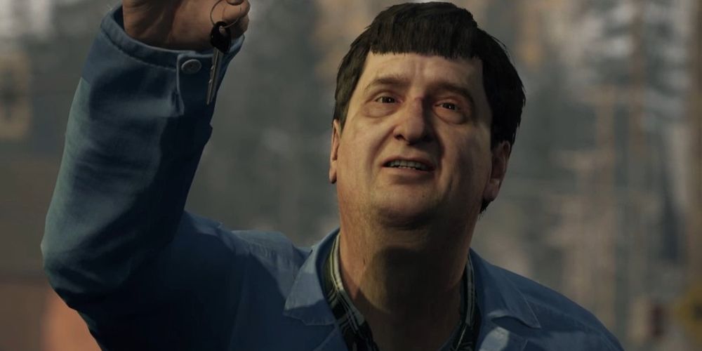 Carl holds up keys in Alan Wake Remastered