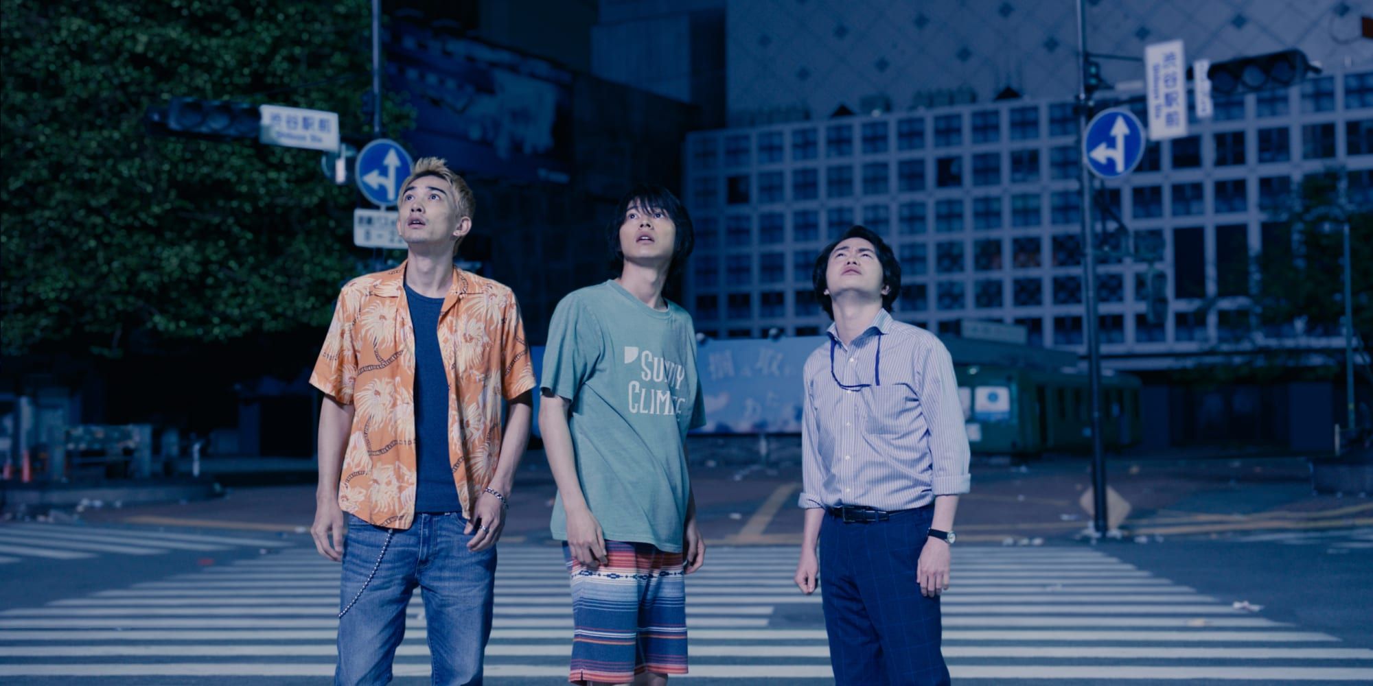 Three characters standing in an abandoned Tokyo in Alice in Borderland