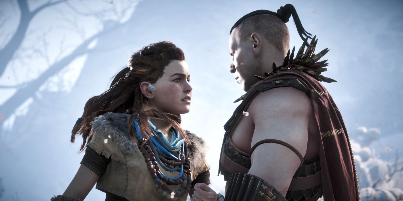 Aloy looking angrily at Helis in Horizon Zero Dawn.