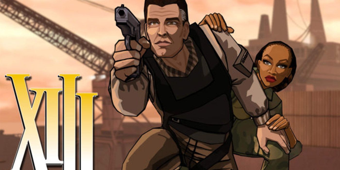 A shot of agent XIII holding a gun