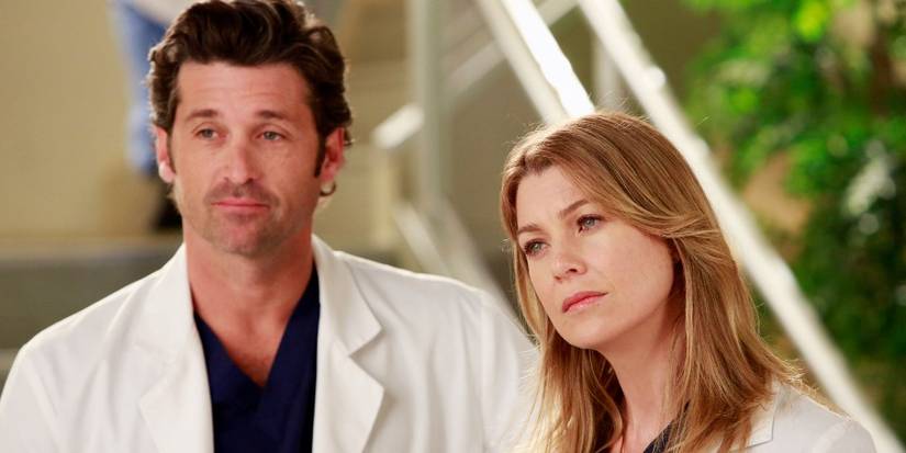 An image of Derek and Meredith standing next to each other in Grey's Anatomy