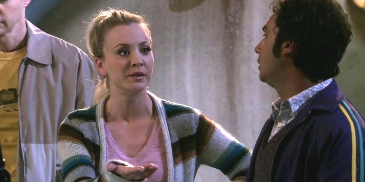 An image of Penny talking to Raj on The Big Bang Theory