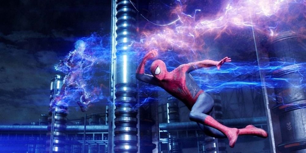 An image of Spider Man trying to block Electro's attack in The Amazing Spider-Man 2