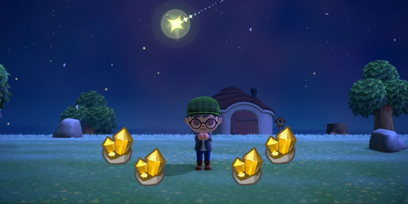 Animal Crossing New Horizons Wishing Star Falling Golden Nuggets