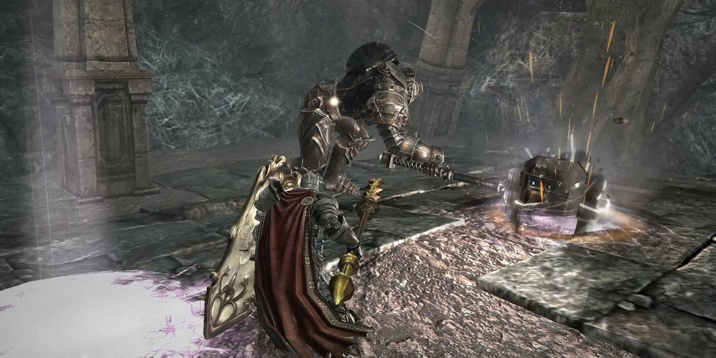 A knight fighting a boss in Animus 2