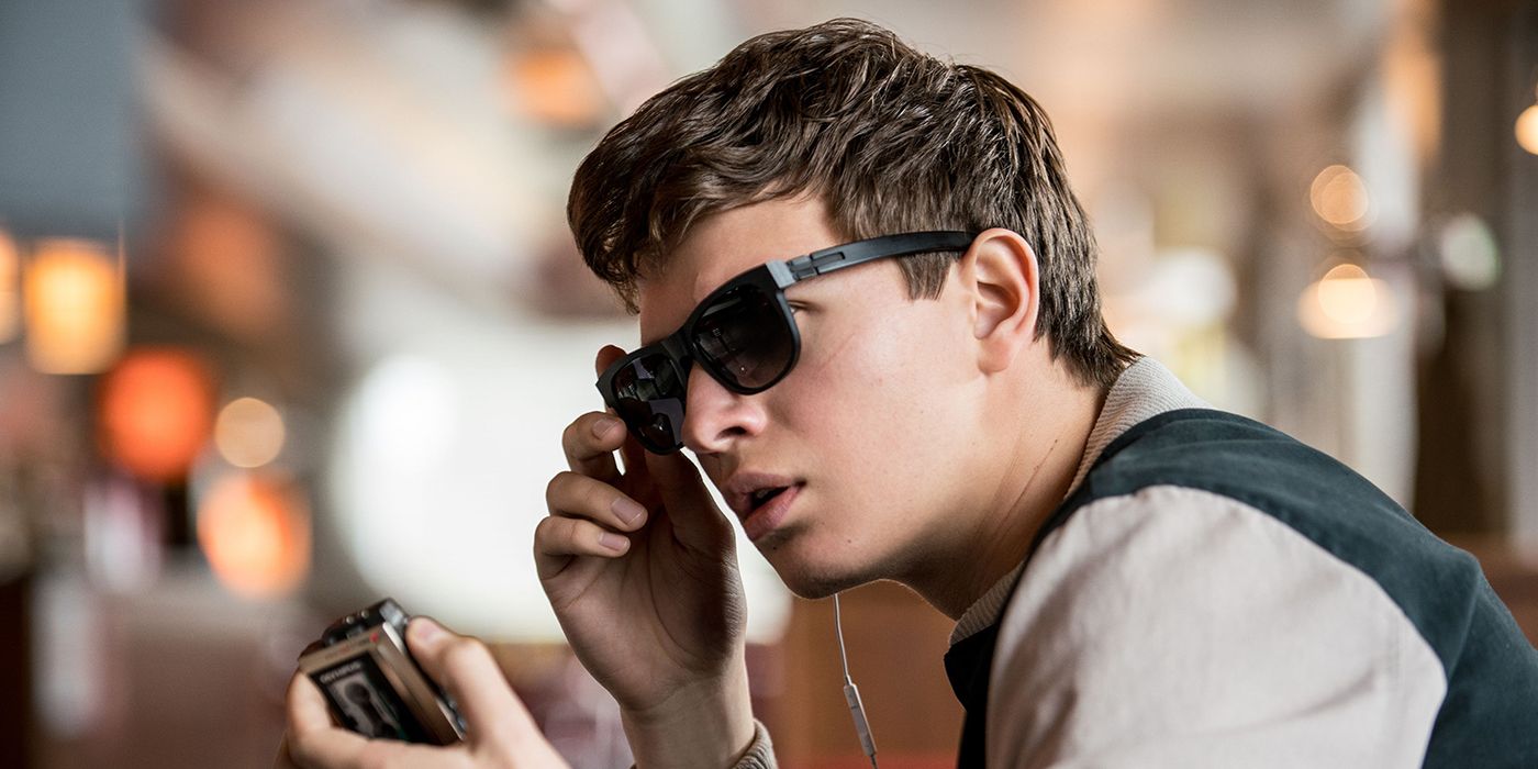 Ansel Elsgort looks on with sunglasses from Baby Driver 