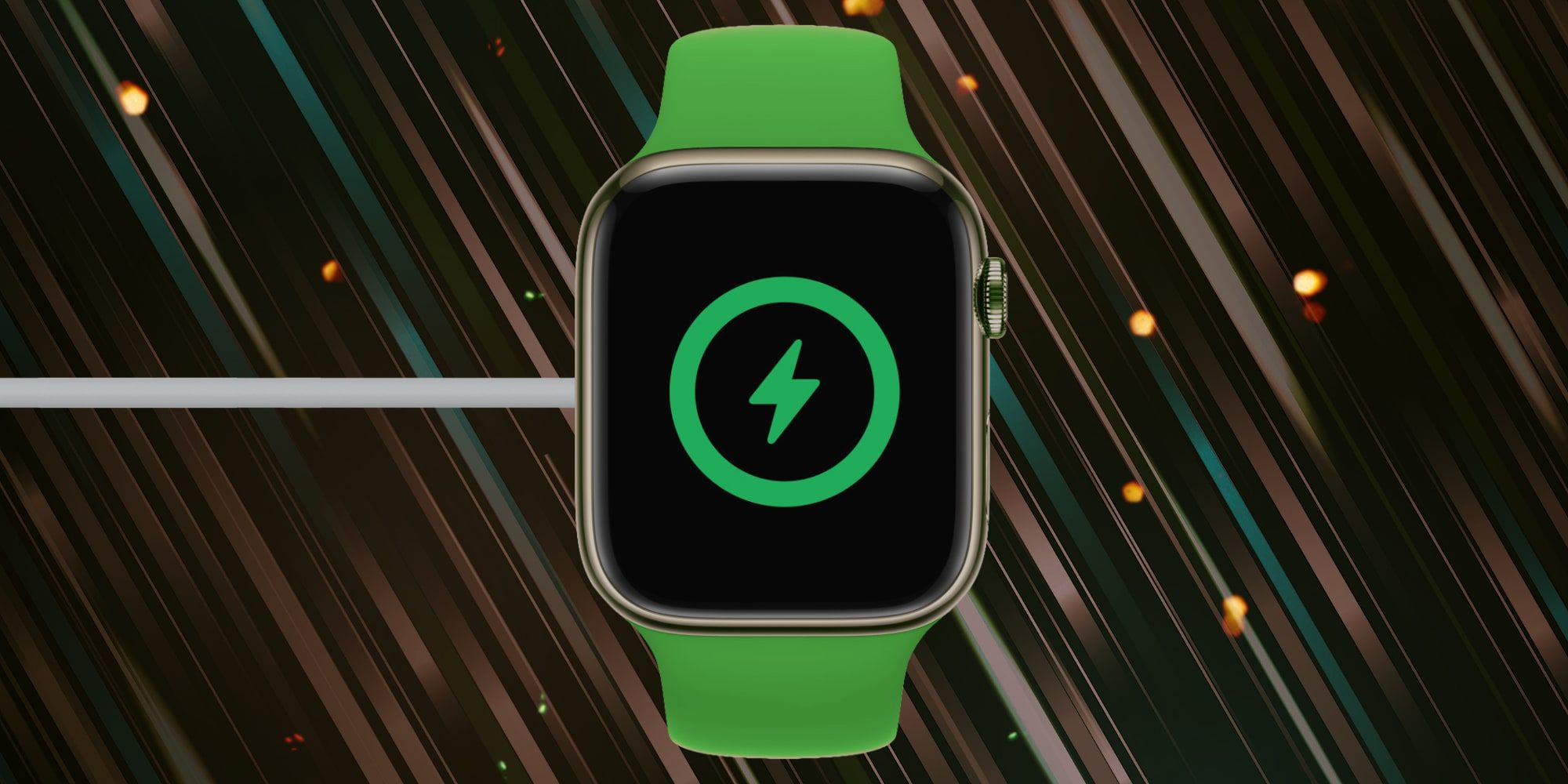 Image of an Apple Watch charging, with the charging logo on the screen.