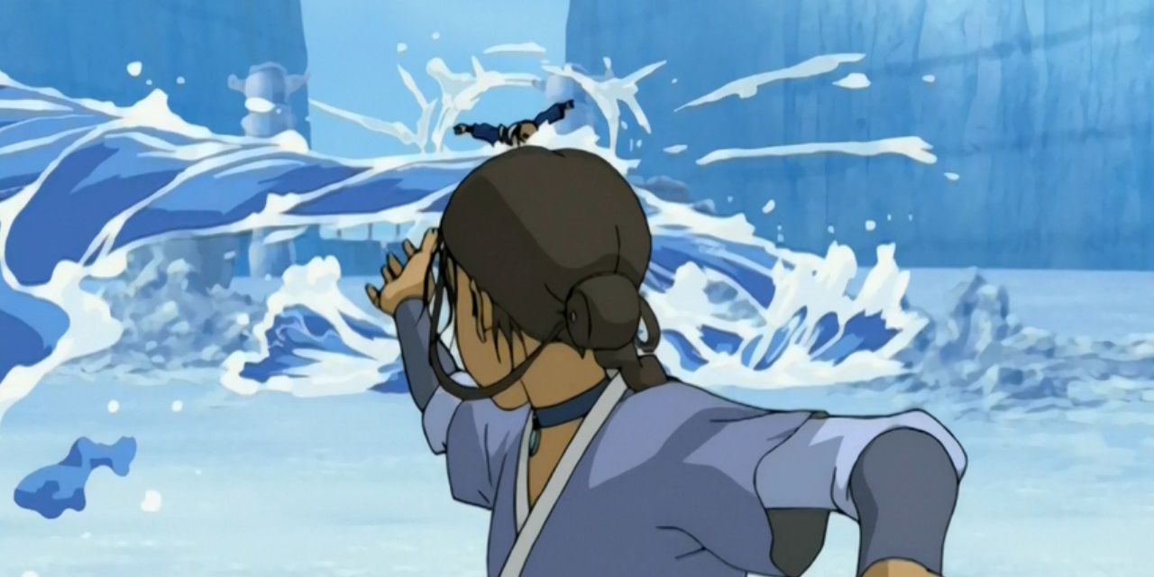 Katara waterbending during her battle with Paku in Avatar The Last Airbender