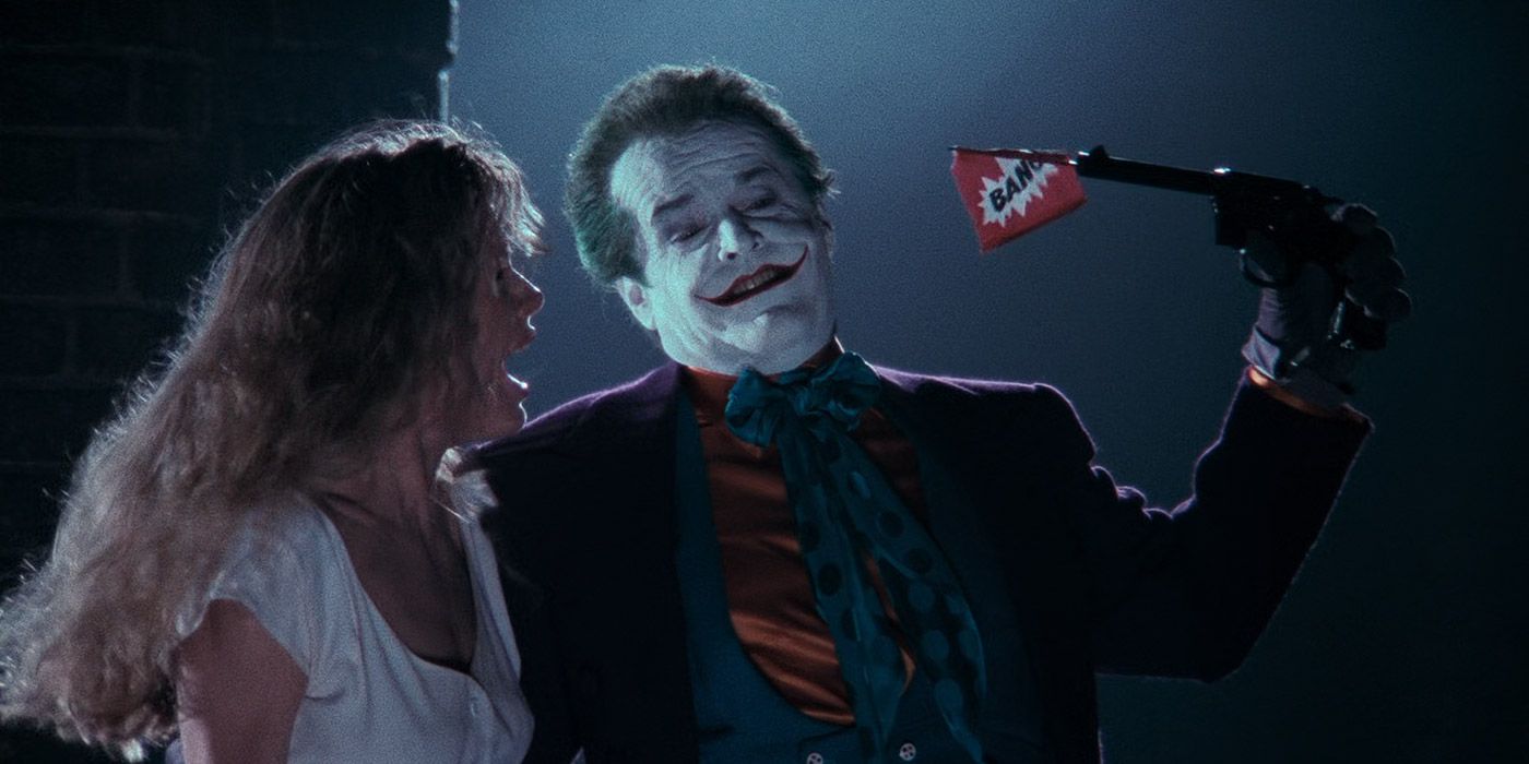 The Joker pulls a prank on Vicki Vale in Batman.