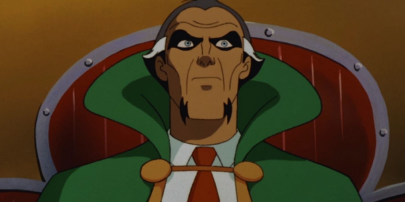 Ra's Al Ghul franzindo a testa em Batman-The-Animated-Series