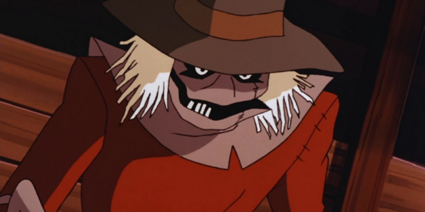 The Scarecrow smiling in Batman The Animated Series