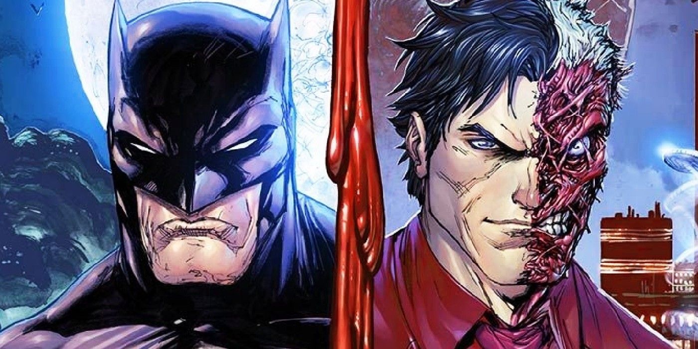 Split image showing All Star Batman Two-Face