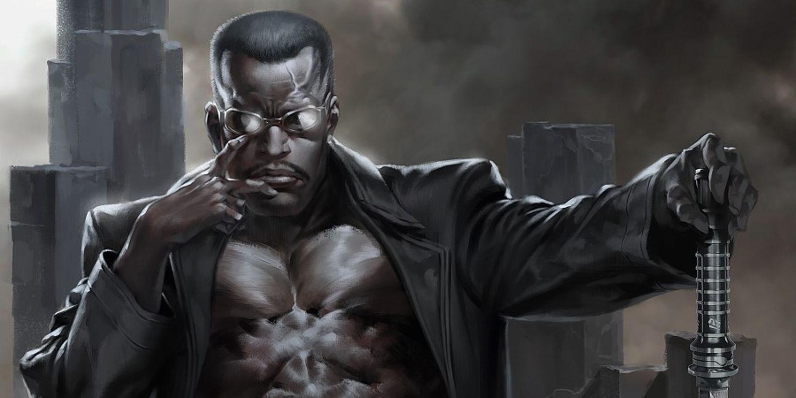 Blade sitting on a throne in Marvel comics