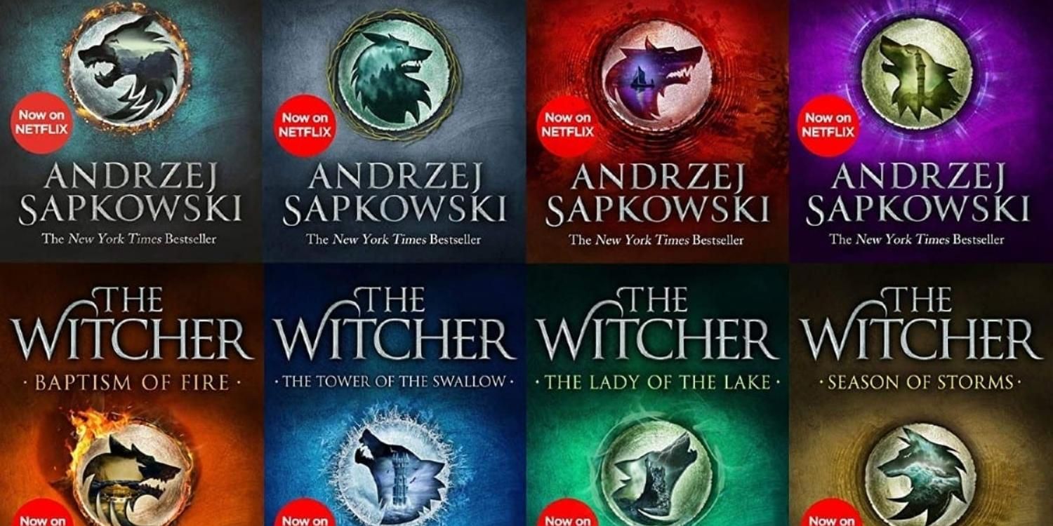 Book covers from The Witcher series