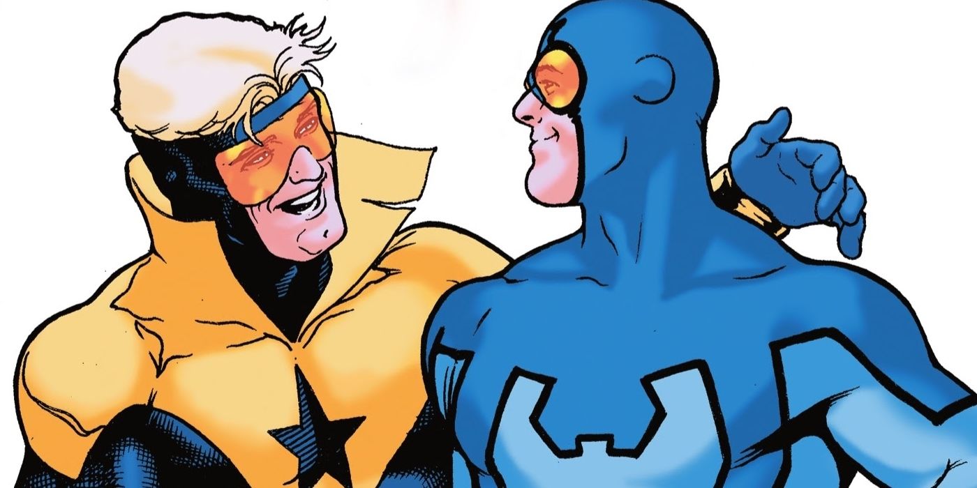 Booster Gold and Blue Beetle laughing together