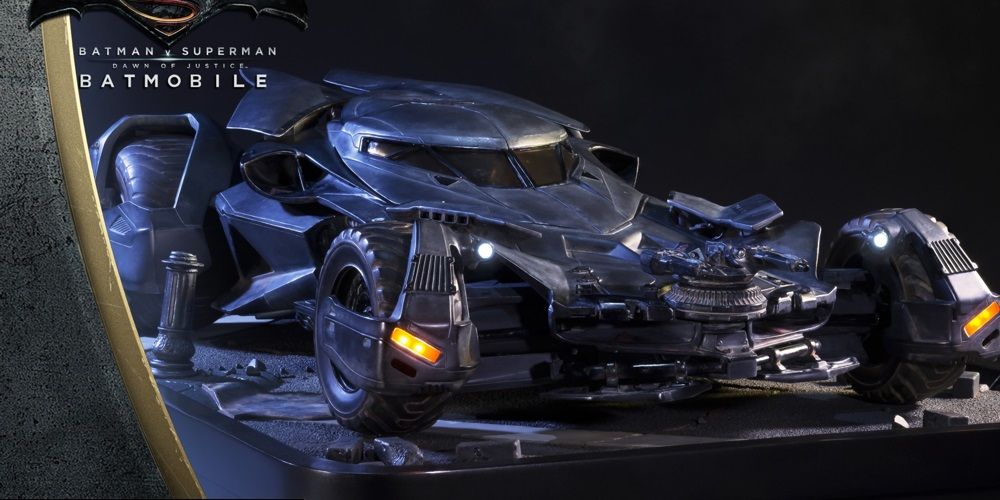 A Batmobile statue