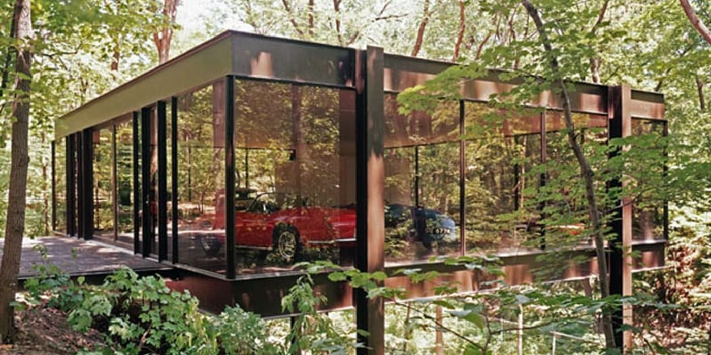 Cameron's parking garage in the woods in Ferris Bueller's Day Off