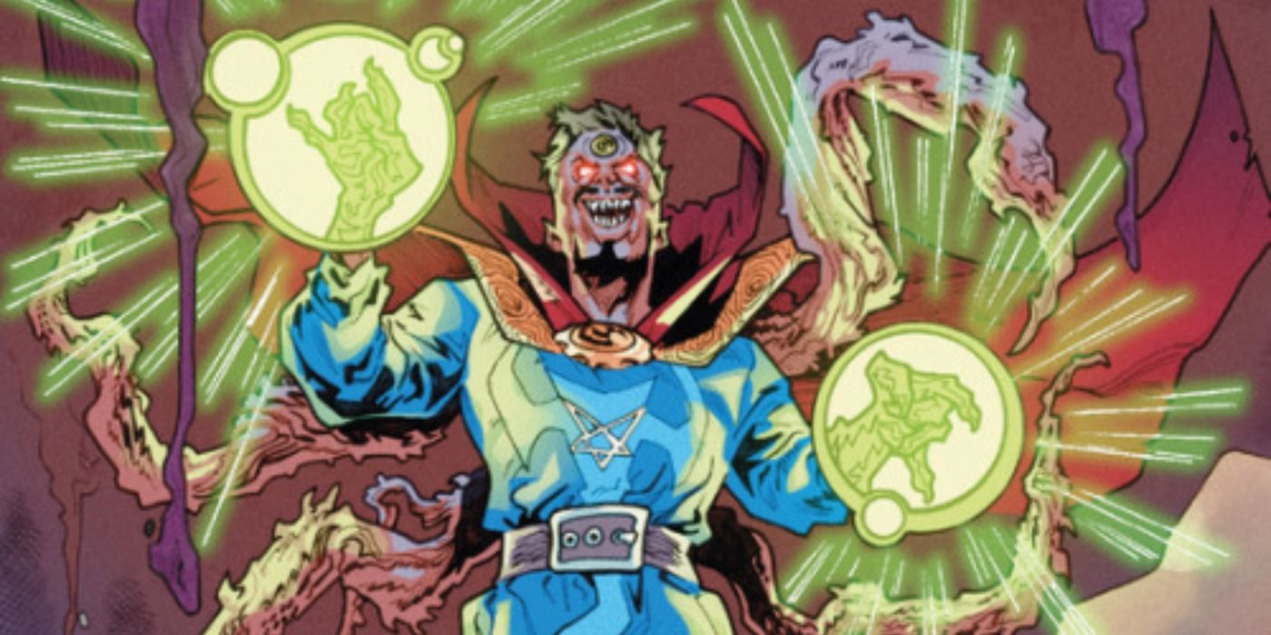 Cancerverse Doctor Strange uses his powers in Marvel Comics.