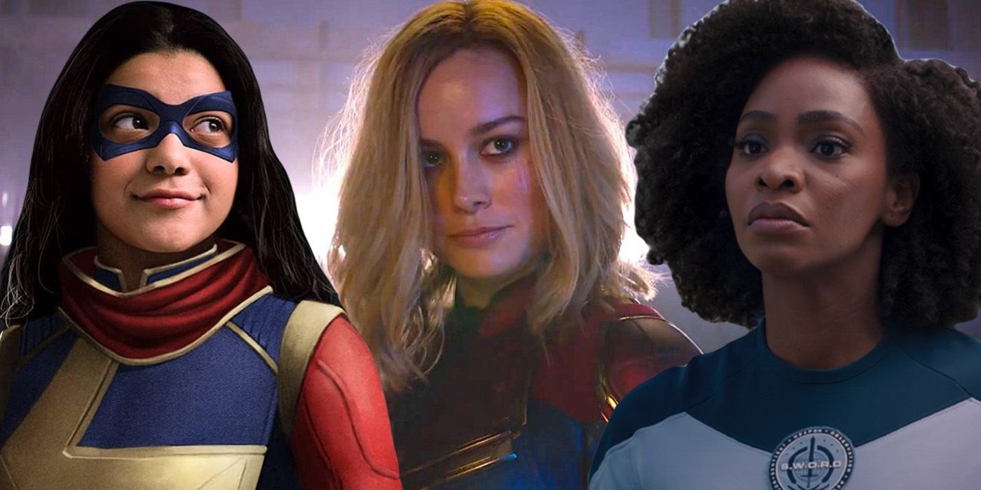 Blended image of Ms Marvel, Captain Marvel, and Monica Rambeau in the MCU