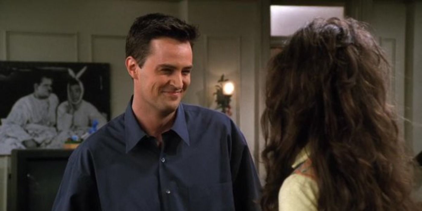 Chandler has a bit of a breakdown at Janice in Friends