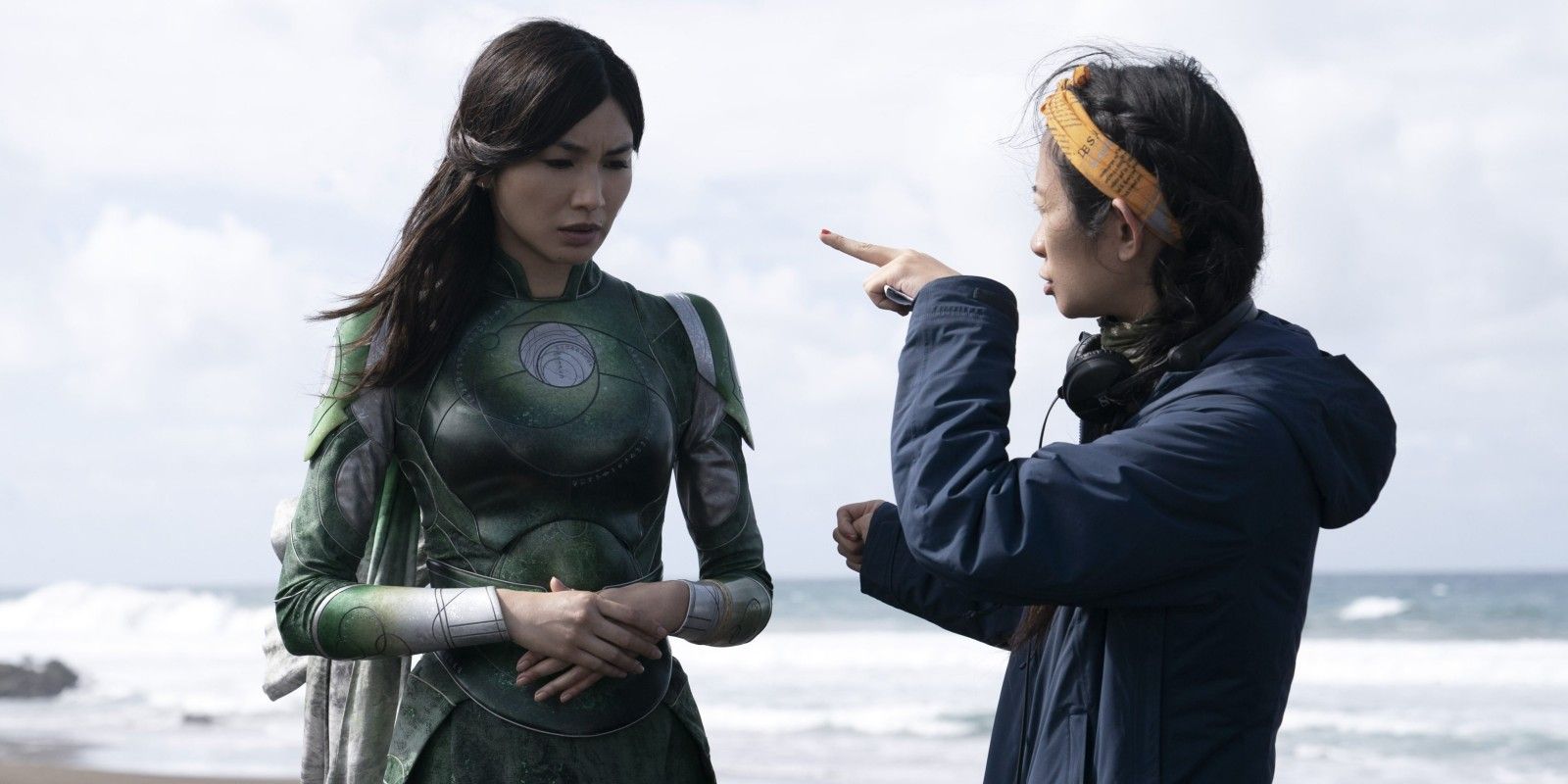 Chloe Zhao directing Gemma Chan in Eternals