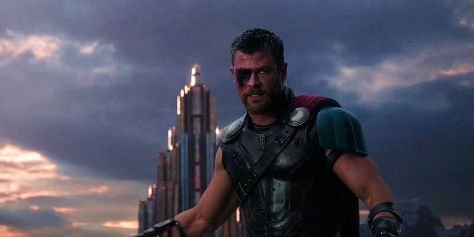 Thor with his eyepatch and shorter hair in Thor: Ragnarok