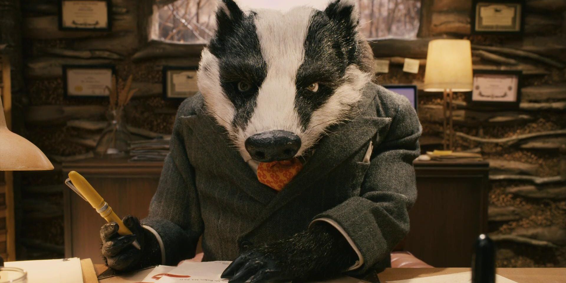 Clive Badger sitting at his desk in Fantastic Mr Fox