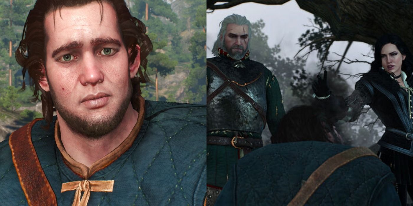 Split image of Craven and Yennefer reanimating his corpse in The Witcher 3