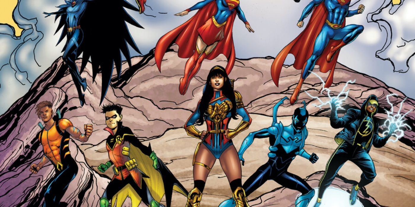 DC Covid Vaccine awareness poster, featuring Aqualad, Robin, Blue Beetle, Wonder Girl and Static