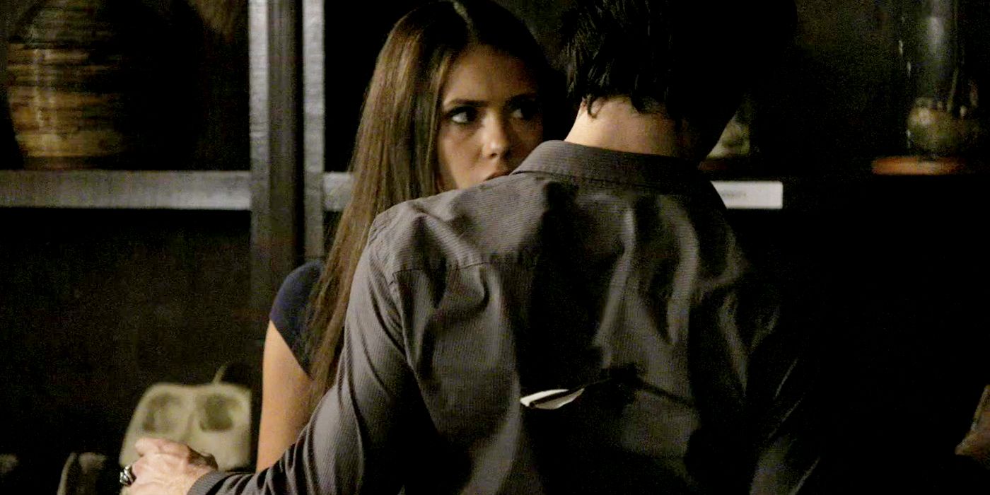 Damon takes a crossbow arrow to the back for Elena in The Vampire Diaries