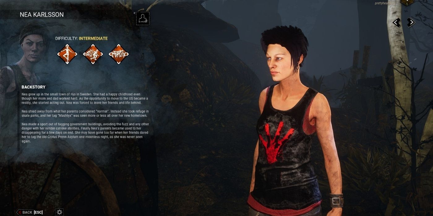 Character description for Nea Karlsson in Dead by Daylight