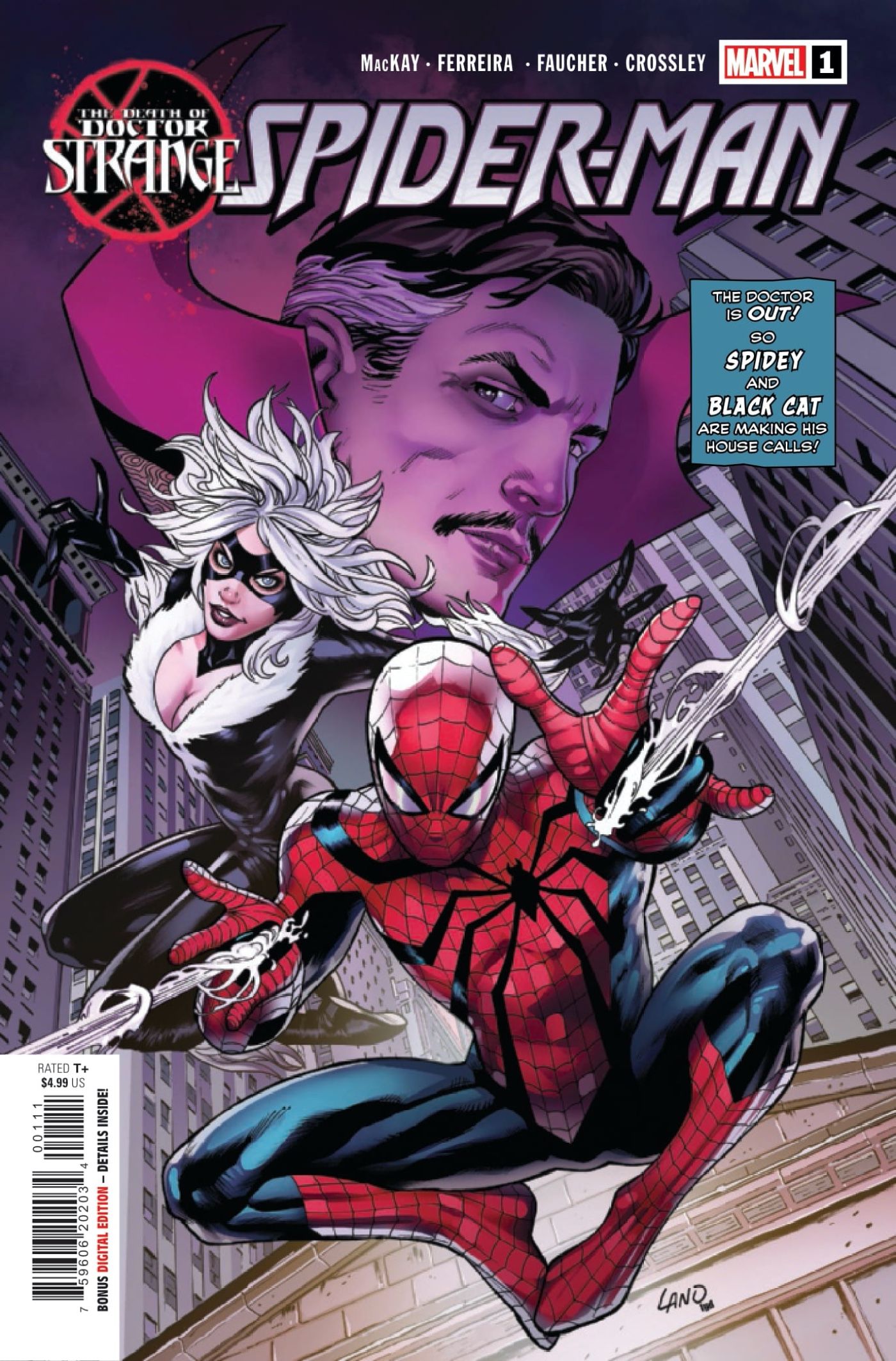 Death of Dr. Strange cover, showing Spider-Man and Black Cat