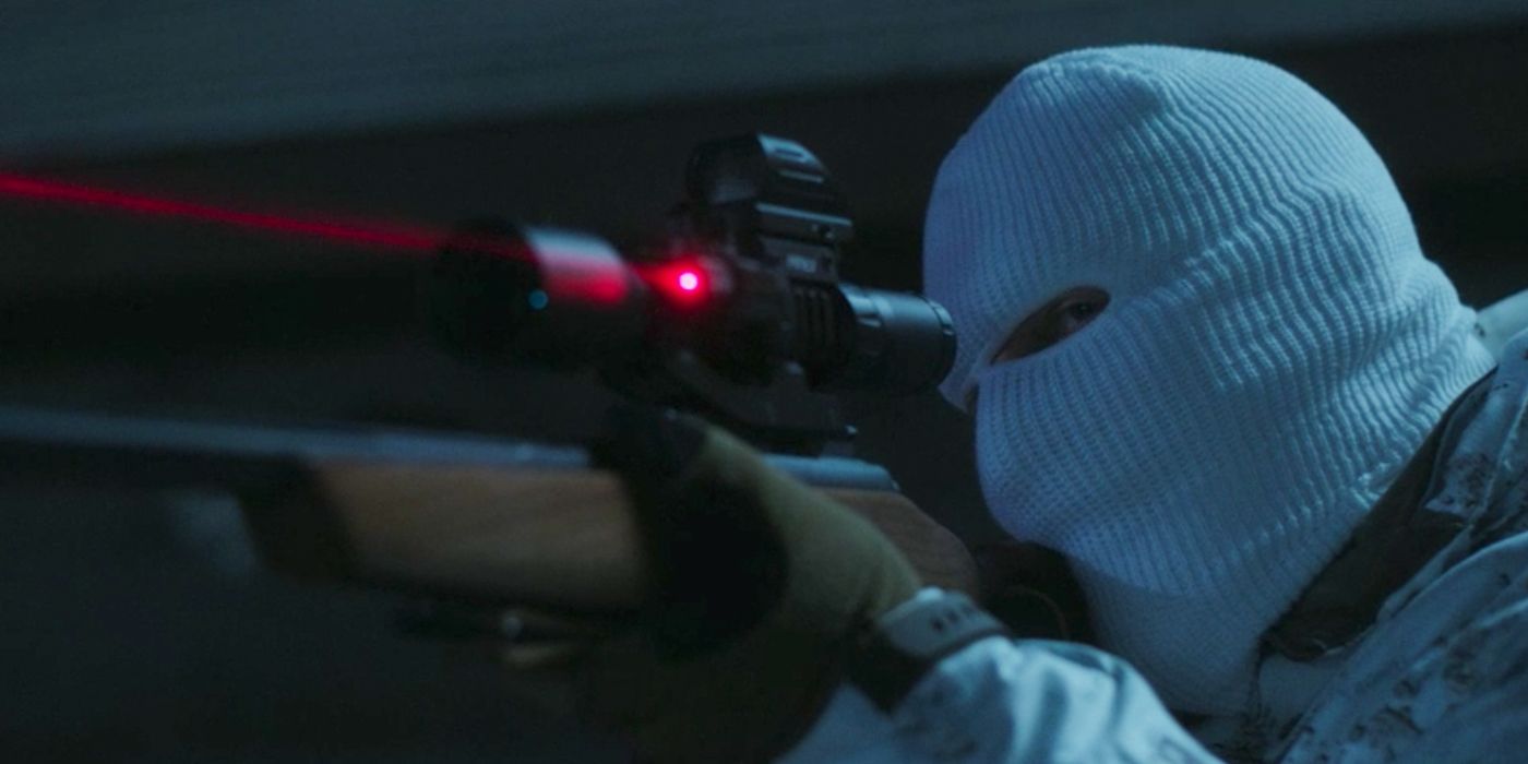 Kurt shoots in his mask in Dexter New Blood