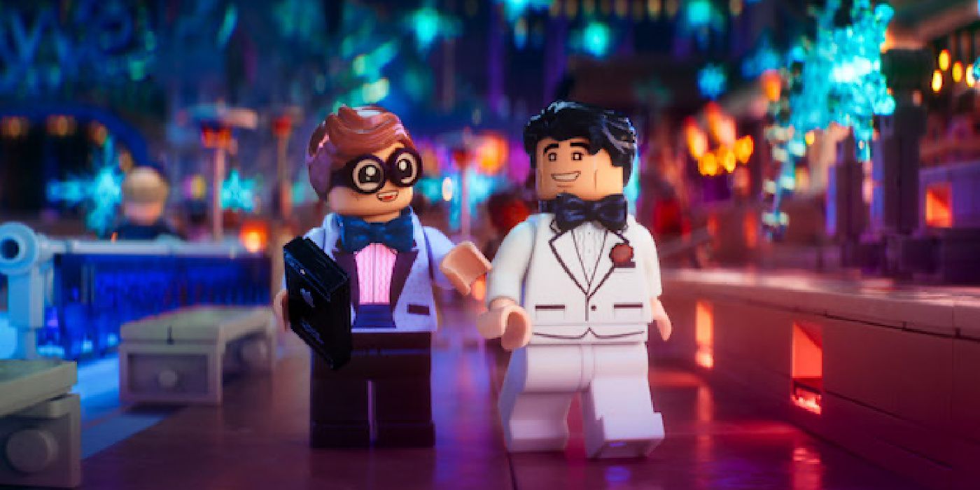 Dick and Bruce at an event in the Lego Batman Movie