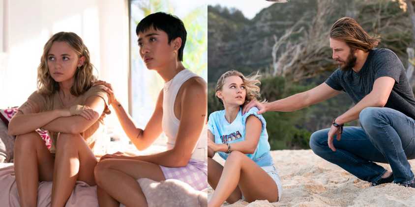 Split image of Margot and Allison and Bruce comforting Allison
