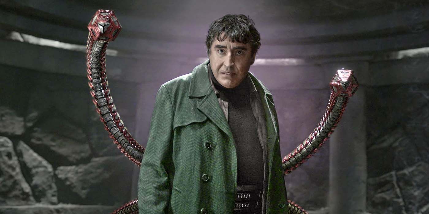 Doctor Octopus looking at someone in Spider-Man No Way Home.