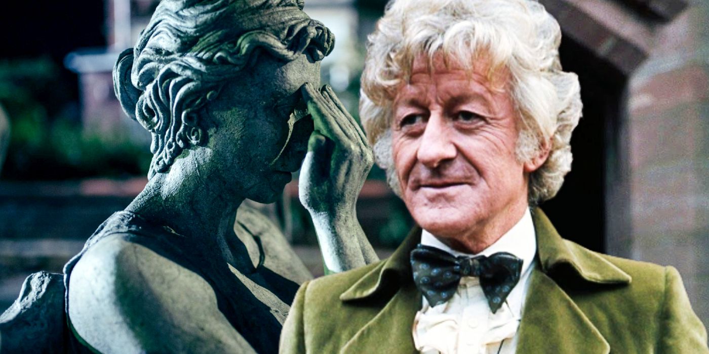 Doctor Who Weeping Angel and Jon Pertwee as Third Doctor