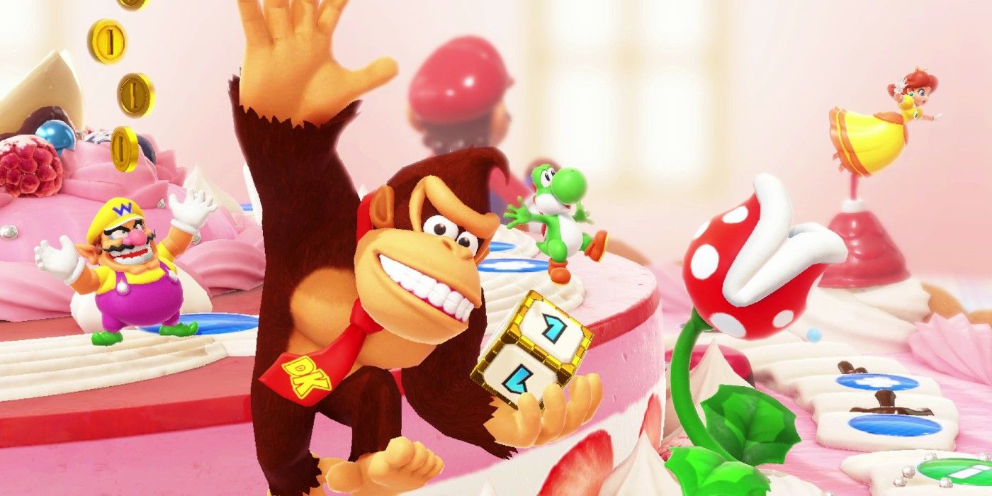 Donkey Kong raises his hand in Mario Party Superstars