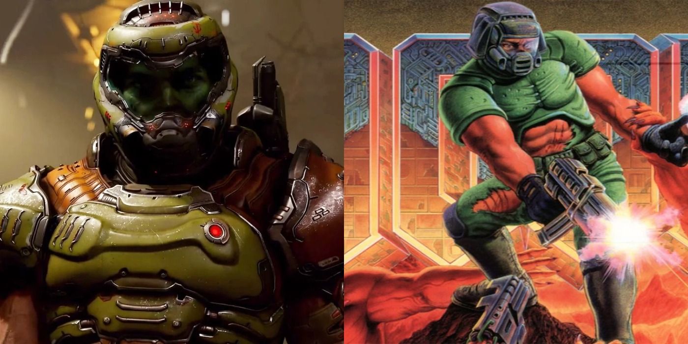 The Doom Slayer as he appeared in the original and remake of Doom