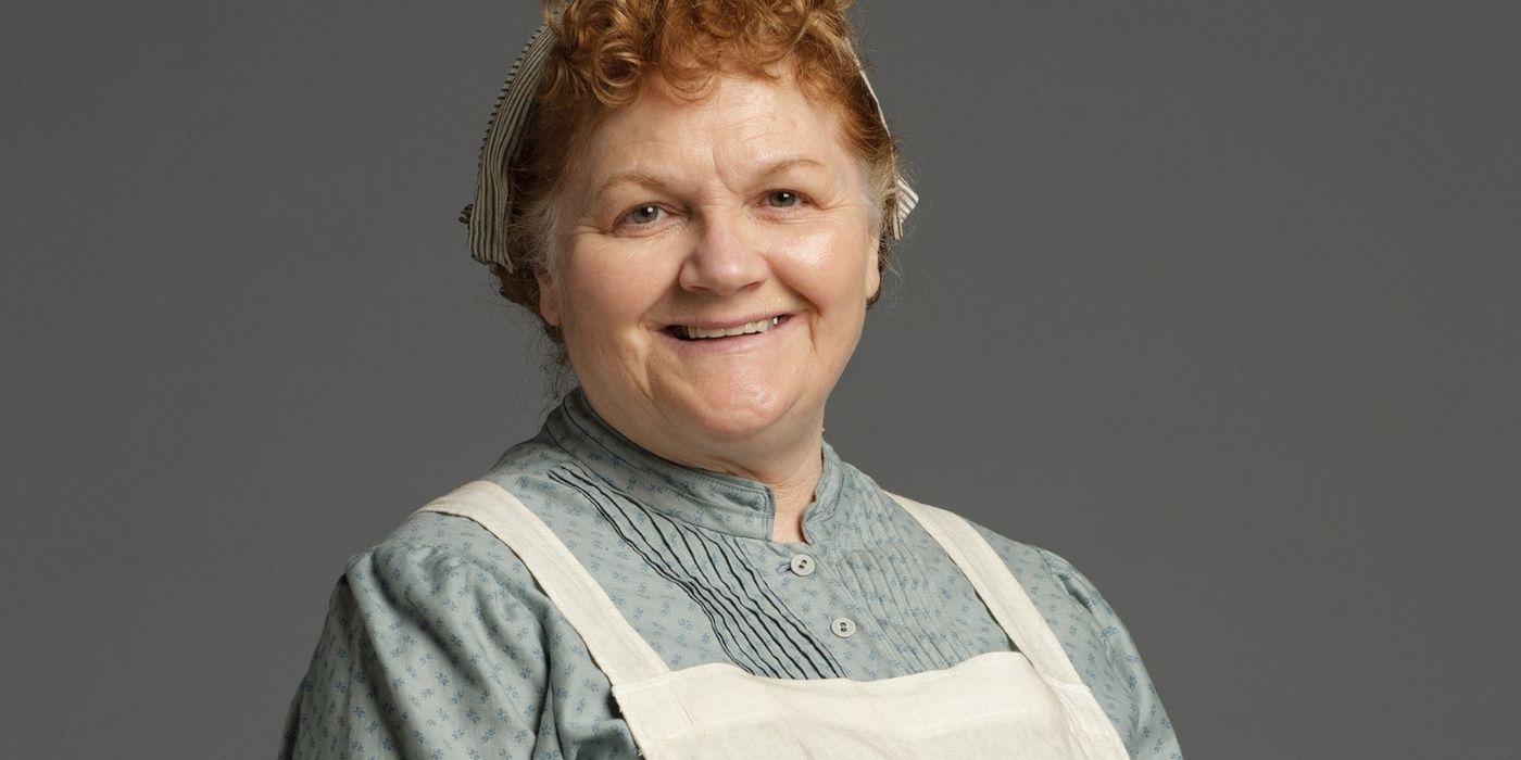 Mrs. Beryl Patmore smiling in a promo photo for Downton Abbey